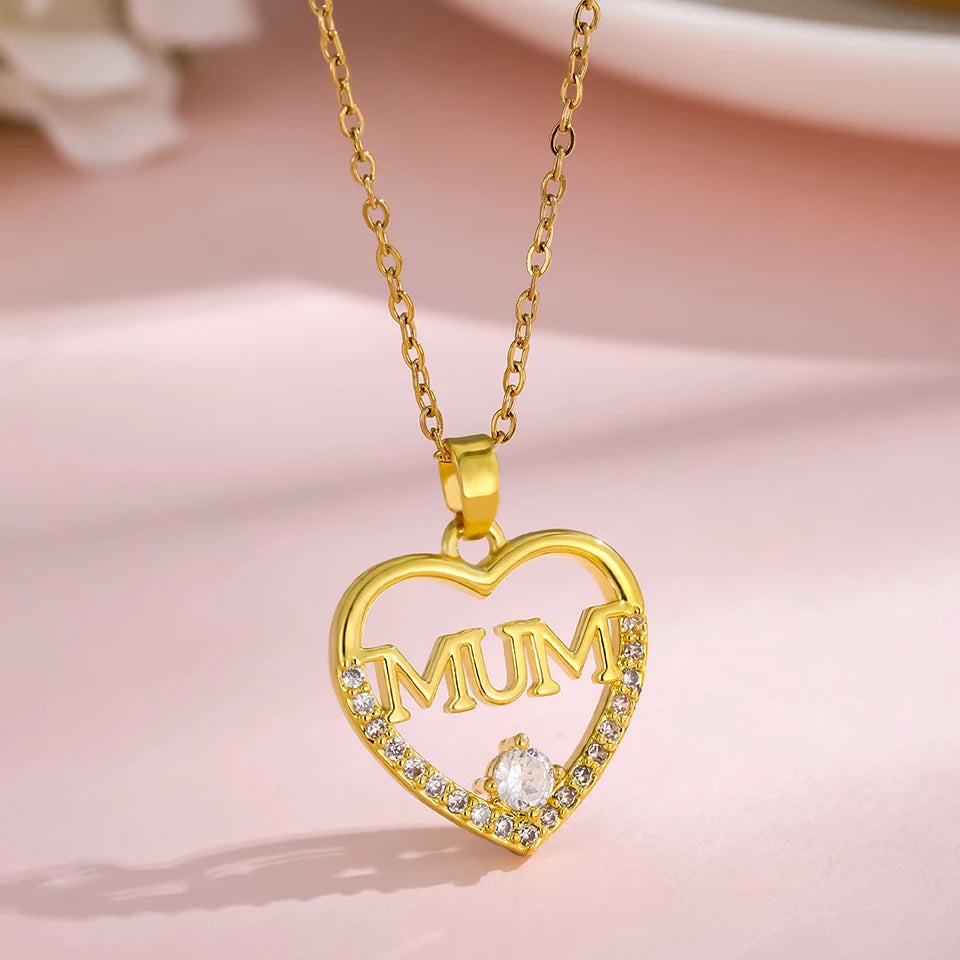 Heart Stainless Steel Zirconia Necklaces