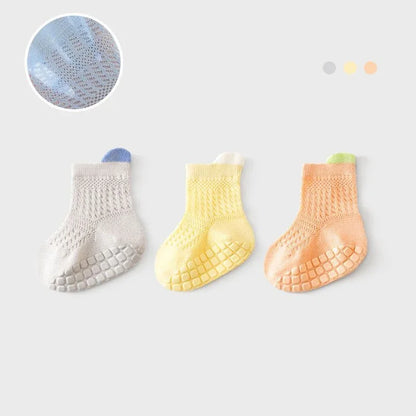 3pairs/lot 6 Colored Of Net Eye Non-slip Cotton Socks