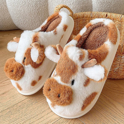 DANA Winter Warm Cartoon Cow Slippers