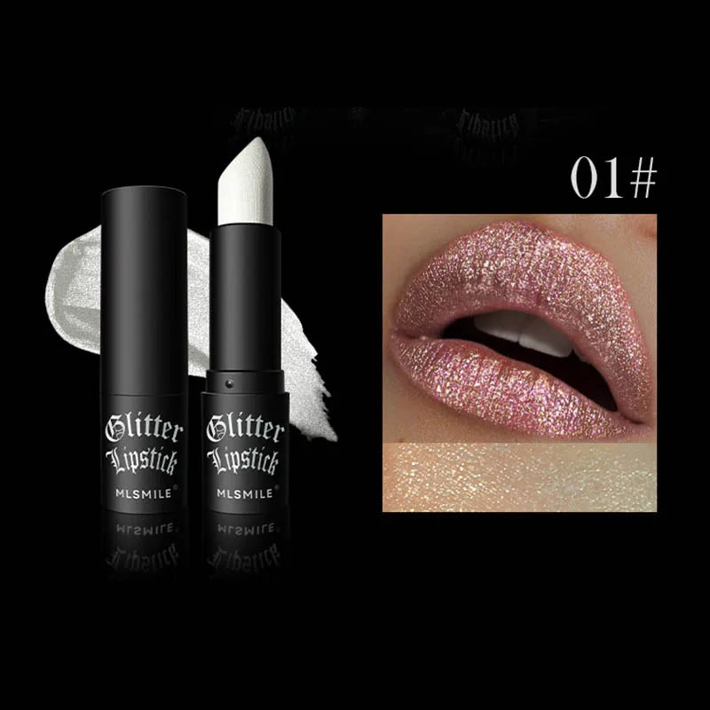 Glitter Lipstick Waterproof Diamond Pearlescent Metallic