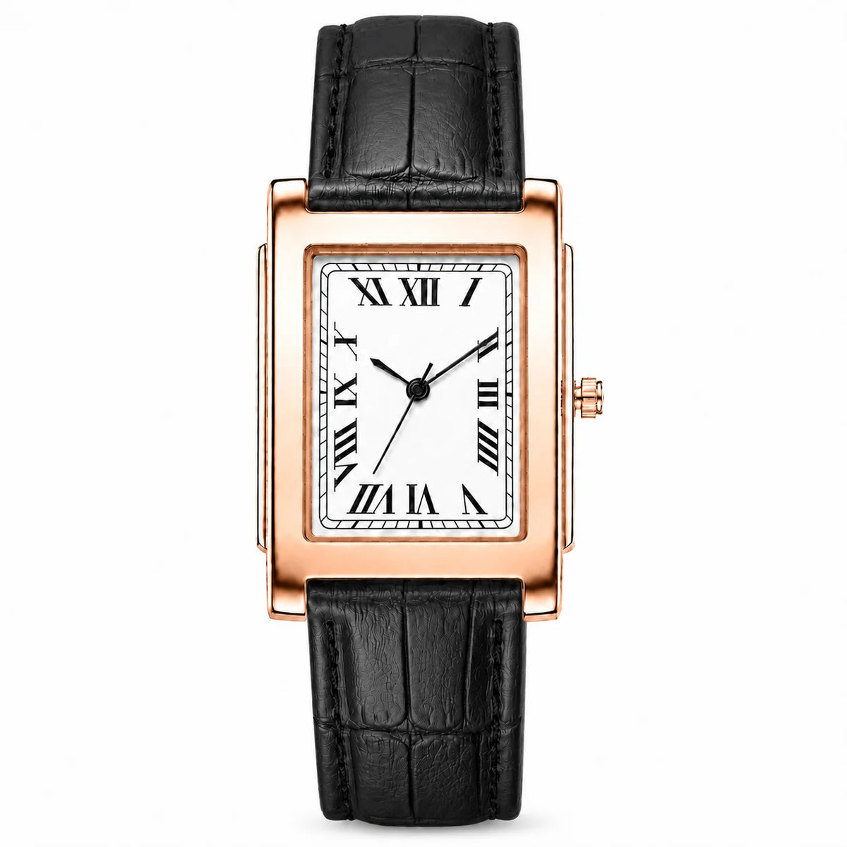 Retro Square Classic Roman Dial Leather Strap Watches