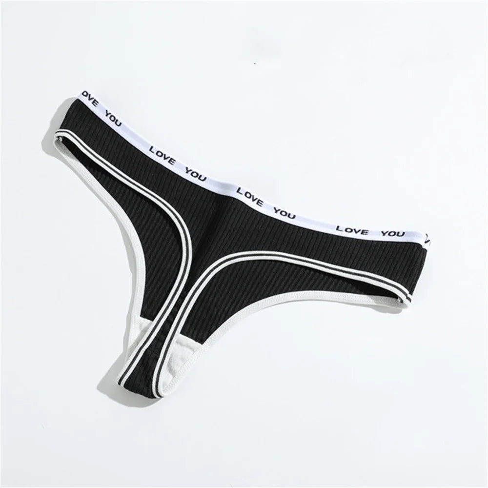 3pcs Ribbed Cotton G String Lingerie