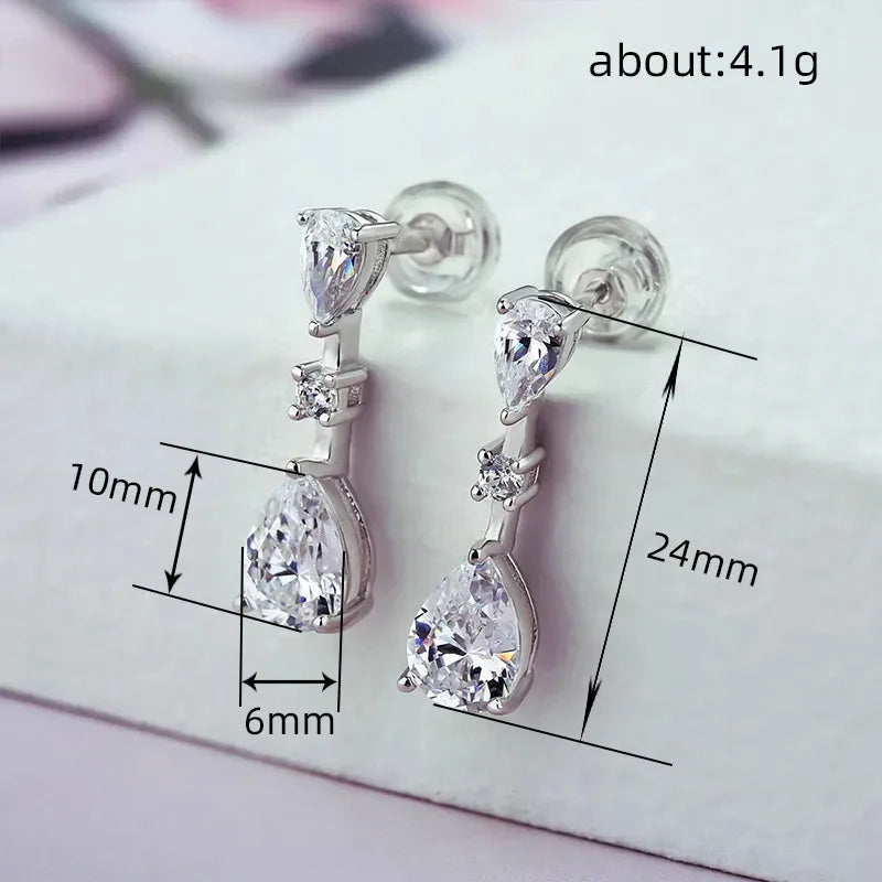 925 Sterling Silver Cubic Zirconia Drop Earrings