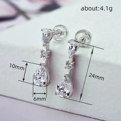 925 Sterling Silver Cubic Zirconia Drop Earrings
