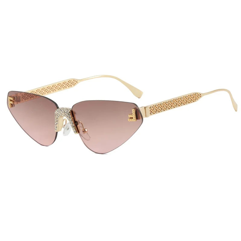 Sexy rimless retro punk metal sunglasses