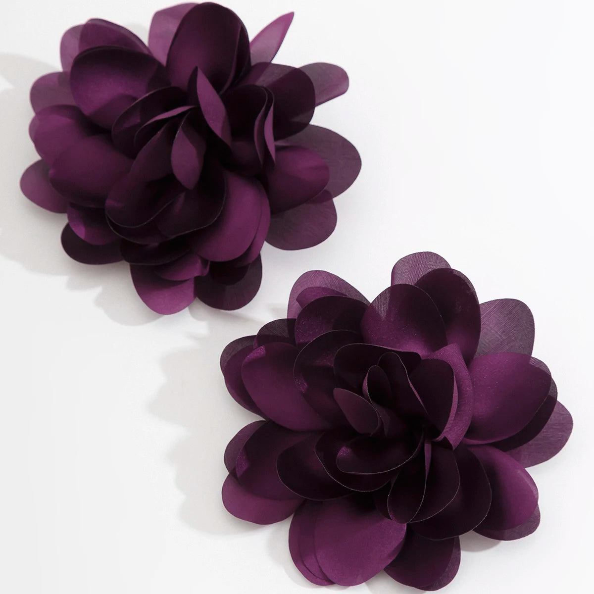 Exaggerated Big Silks Satins Flower Stud Earrings