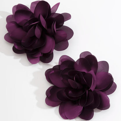Exaggerated Big Silks Satins Flower Stud Earrings