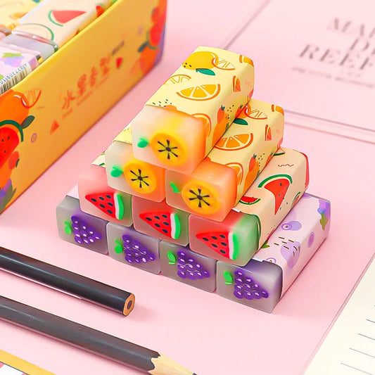 3pcs/lot Cartoon Creative Fruit Eraser Pupils Exam Pencil Eraser