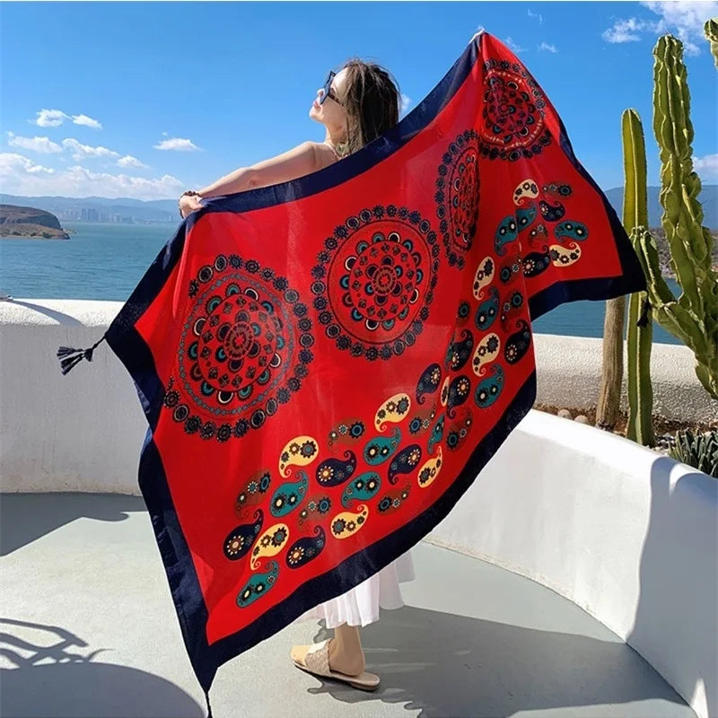Travel Beach Sunscreen Scarva Bikini Large Shaw Swimsuit Cover-ups