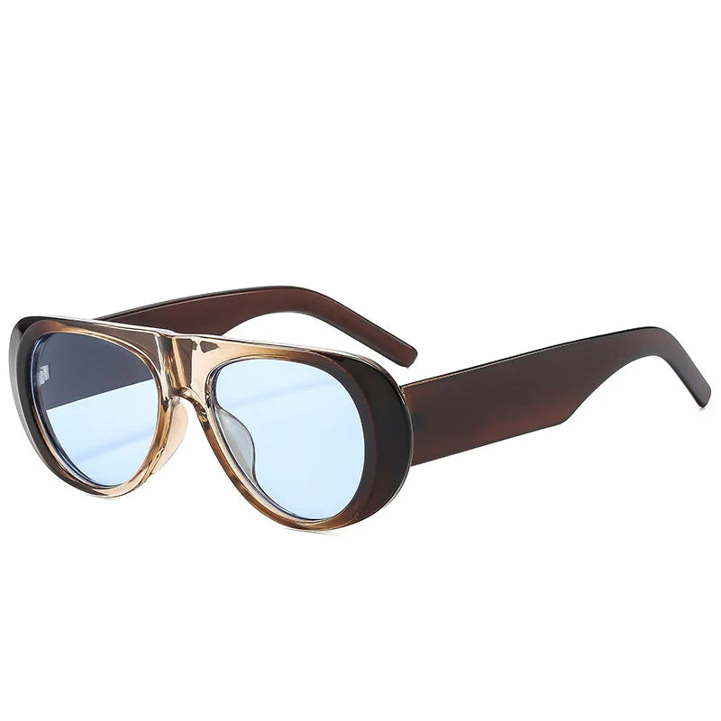 Vintage Big Frame Ellipse Square Sunglasses