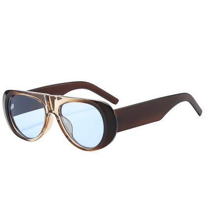 Vintage Big Frame Ellipse Square Sunglasses