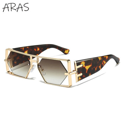 Steampunk Rectangle Metal Frame Sun Glasses