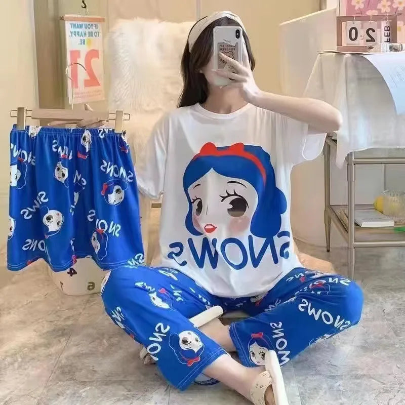 Three-piece Cartoon Pajamas Set