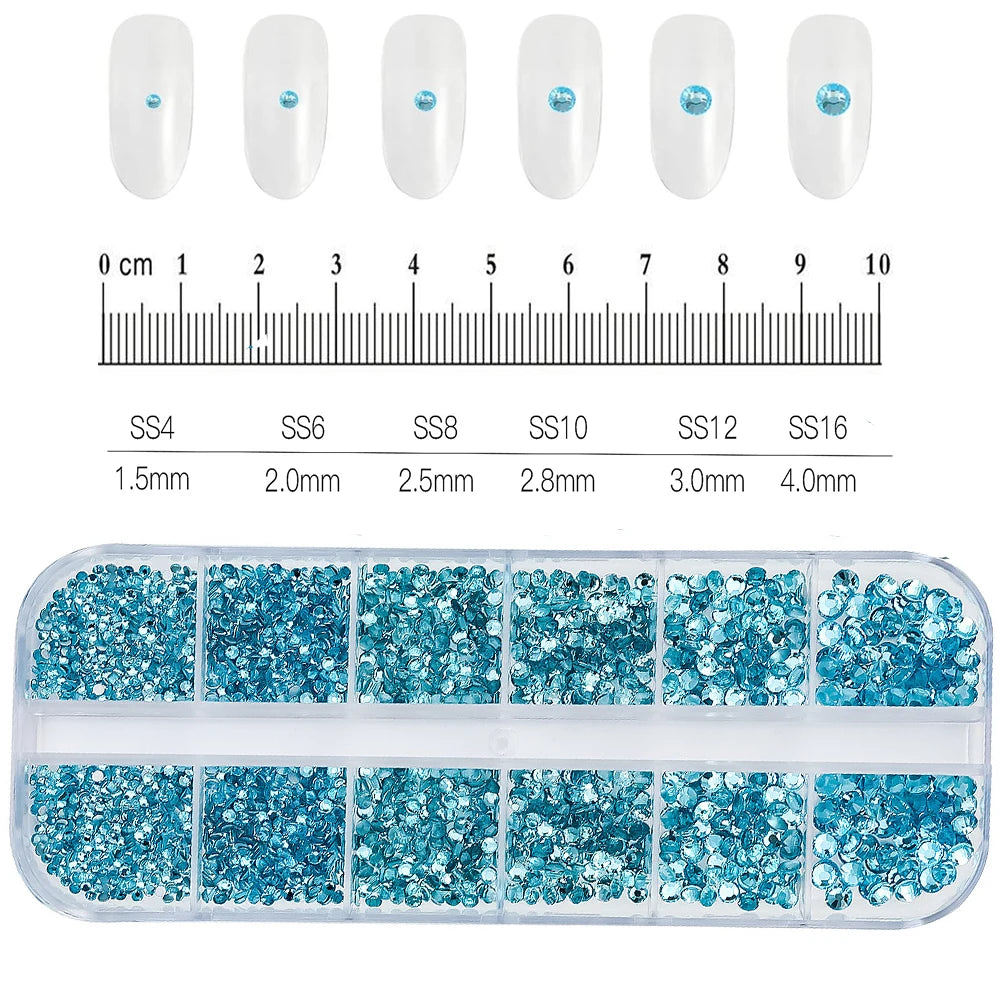 2400pcs+ Shiny Clear Crystal Gems Nail Rhinestones