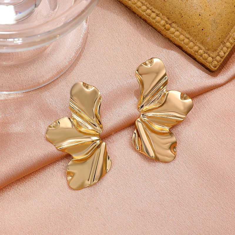 Stainless Steel Half Flower Stud Earrings