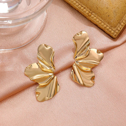 Stainless Steel Half Flower Stud Earrings