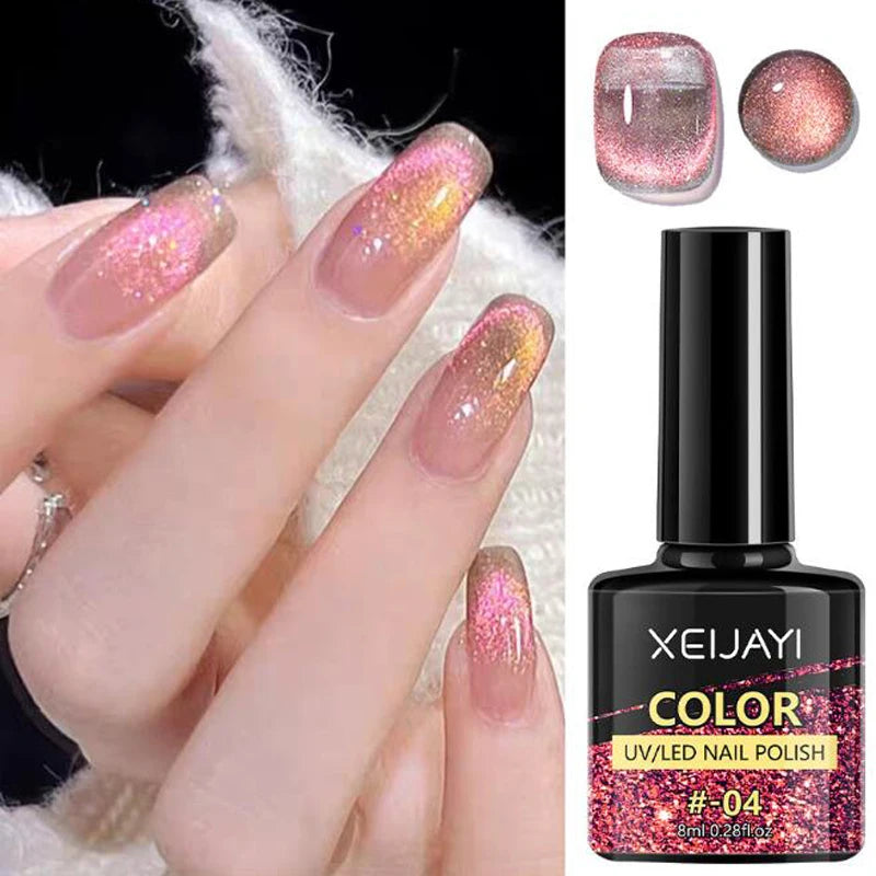 10ml/Bottle Ruby Red Cat Eye Gel Nail Polish Wine Red Cherry Dopamine Glitter Nail Gel