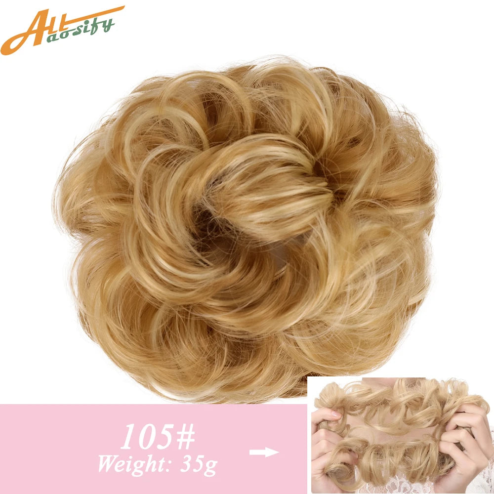 Natural Curly Messy Bun Hair Wigs