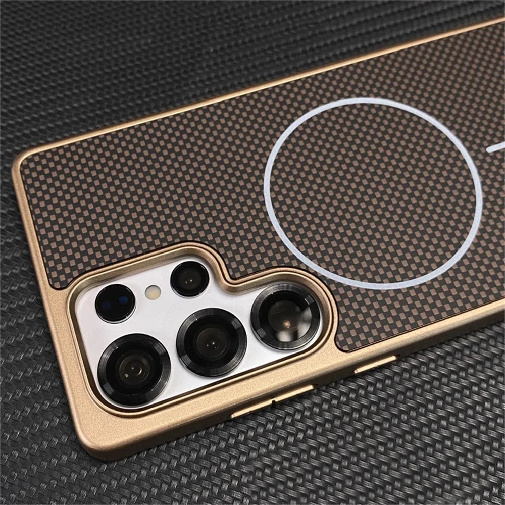 Luxury Carbon Fiber Samsung Magnetic Case Cover