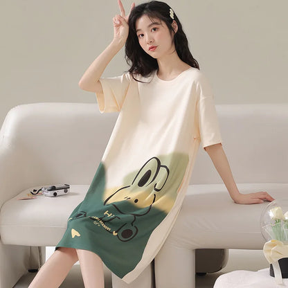 Short-Sleeved Nightgown Cartoon Bear 5xl Pajamas