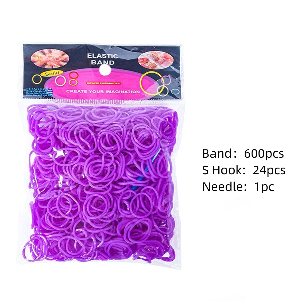 600pcs Elastic Colorful Rubber Loom Wristbands Weaving DIY Craft