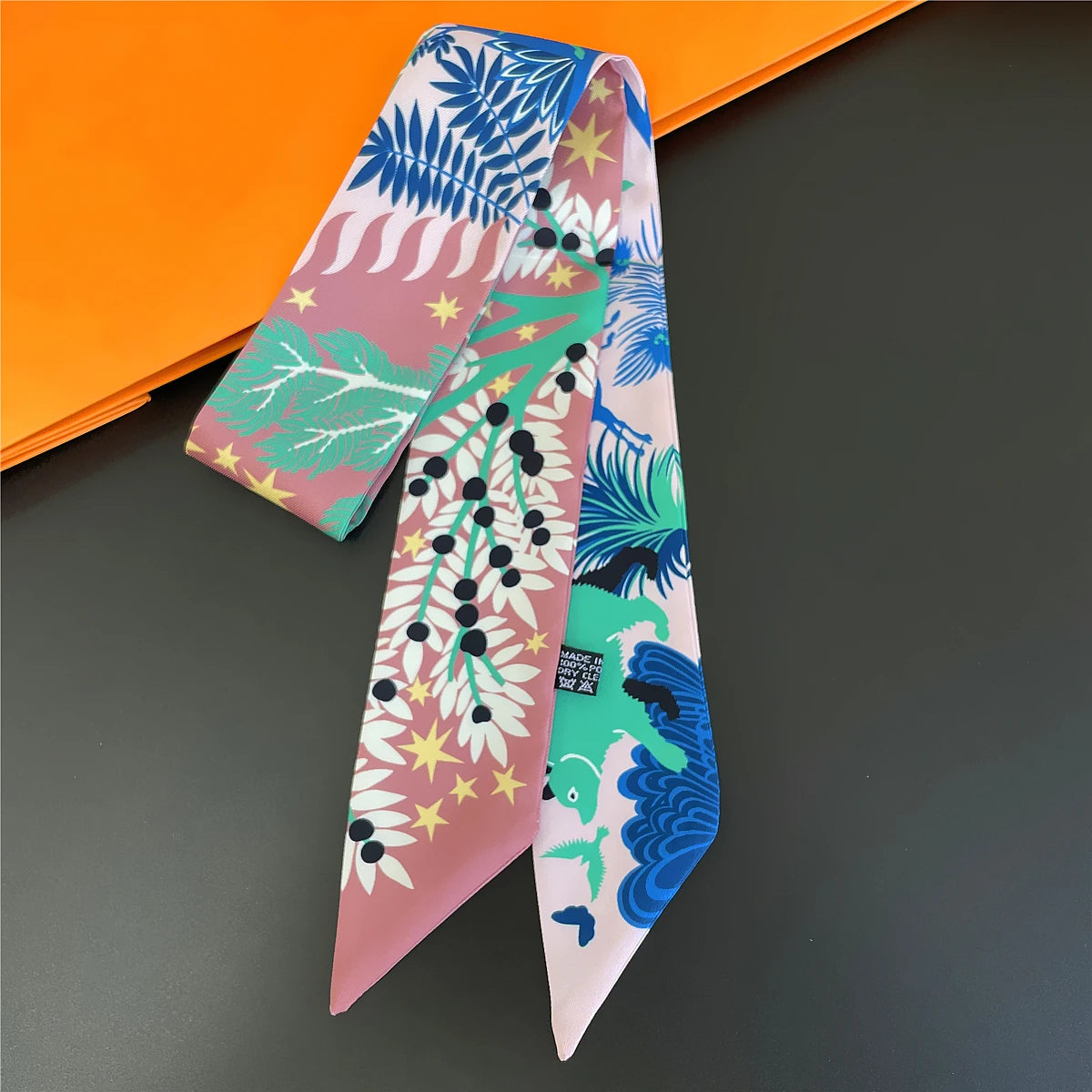 Zebra In Flowers Scarf Luxury Silk Scarf Hair Headband Foulard Skinny Scarves