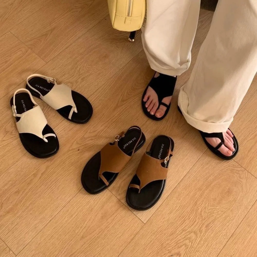 Suede Clip Toe Slingback Sandals Buckle Strap Sandals
