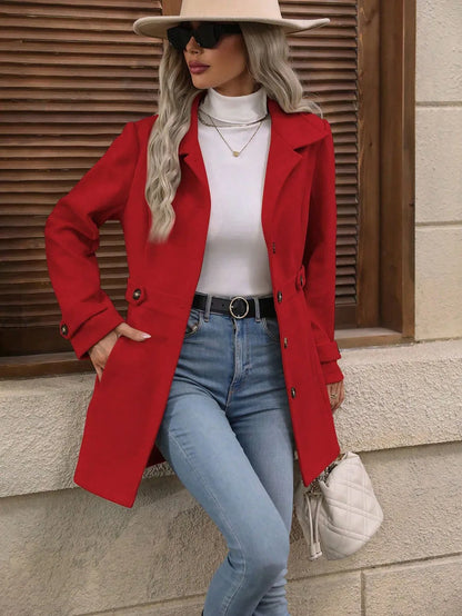 Autumn and Winter Solid Color Woolen Coat