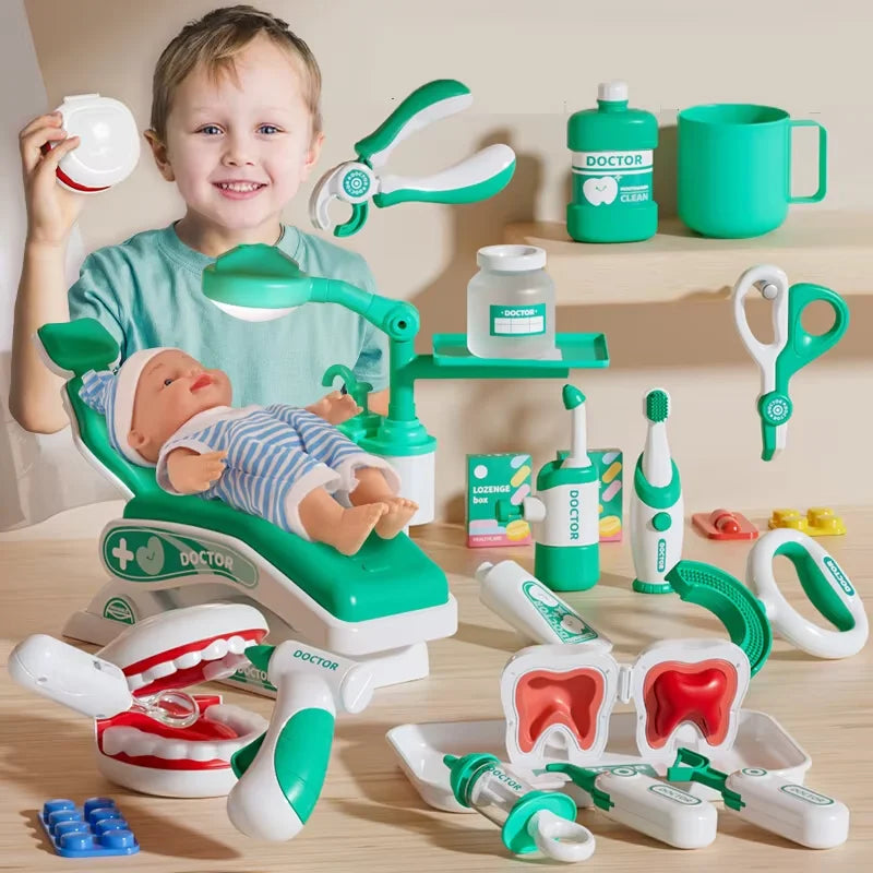 Kids Doctor Play Medical Kit with Dental Tools Simulation Dentist Game Set