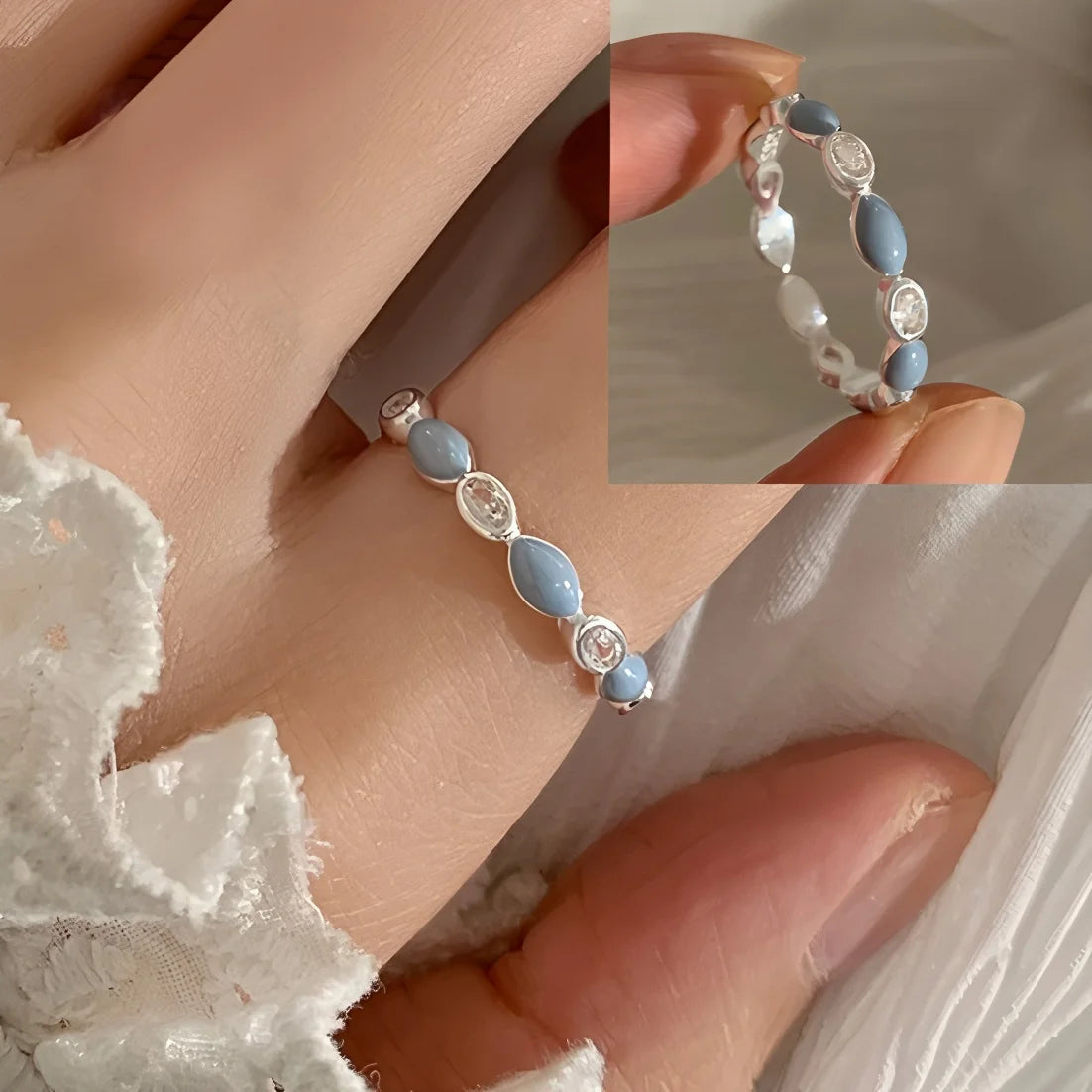 925 Sterling Silver Drip Glaze Butterfly Zircon Rings