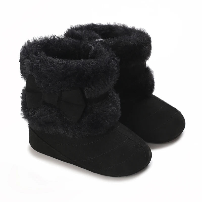 0-18M Winter Plush Comfort Snow Cute Bow Cotton Toddler Shoes