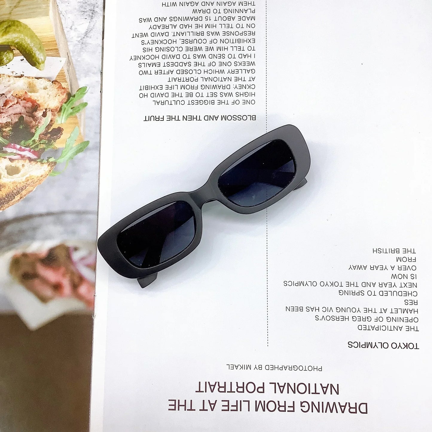 Cute Vintage Frosted Rectangle Sunglasses