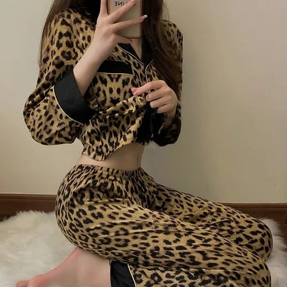 Leopard Long-Sleeved Sleepwear Pyjamas Set