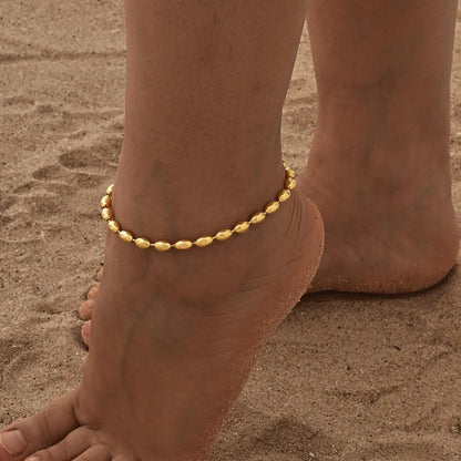 Chain Stainless Steel Ball Link Anklet On Leg