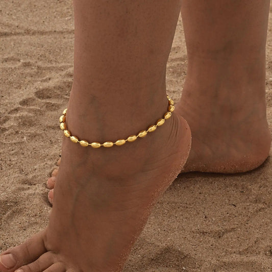 Chain Stainless Steel Ball Link Anklet On Leg