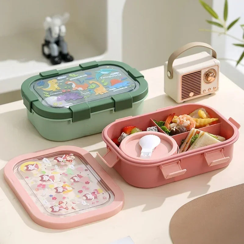 1000/1350ml Cartoon Lunch Box with Soup Bowl Bento Box