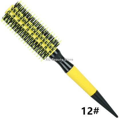 1/6pcs Yellow Boar Bristle Hair Comb Professional Round Hair Brush Curling Combs
