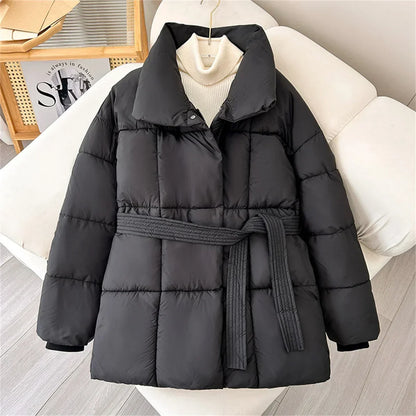 Solid Thick Stand Collar Short Coats