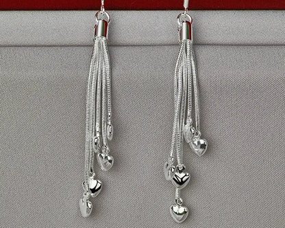 925 Sterling Silver Upper Heart Earrings