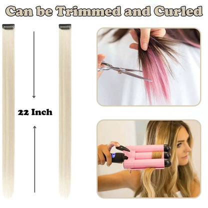 12PCS/Pack Colored Party Highlights Clip-in Hair Extensions