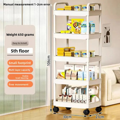 5-layer Kitchen Storage Shelf mobile Trolley floor Standing