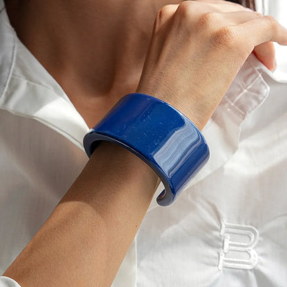Sparkly Chunky Blue Geometric Acrylic Resin Bangles Rings