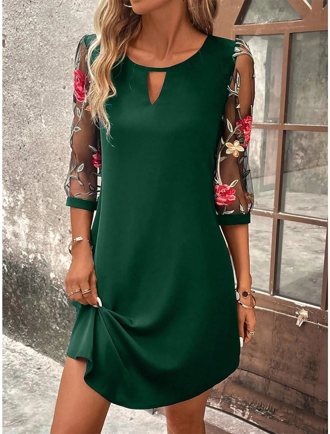 Luxury Mid Sleeve Mini Skirt Dress