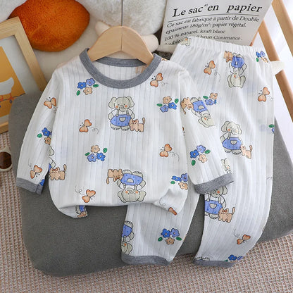 Baby Long-sleeved Cotton Thin Pajamas Set