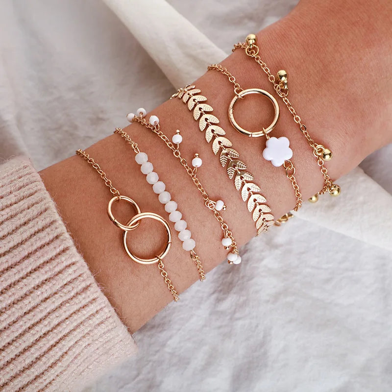 4pcs Punk Curb Cuban Chain Bracelets Set