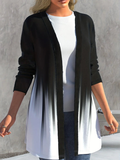 Plus Size Ombre Print Open Front Cardigan Coats
