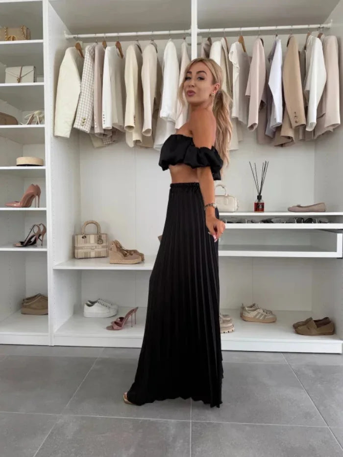 Elegant strapless casual pants Set