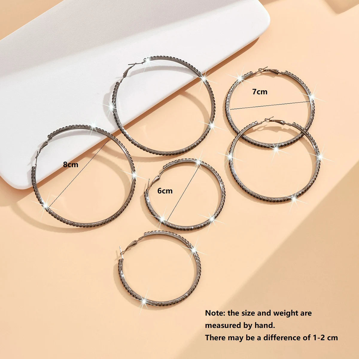 Rhinestones Shiny Crystal Big Round Hoop Earrings