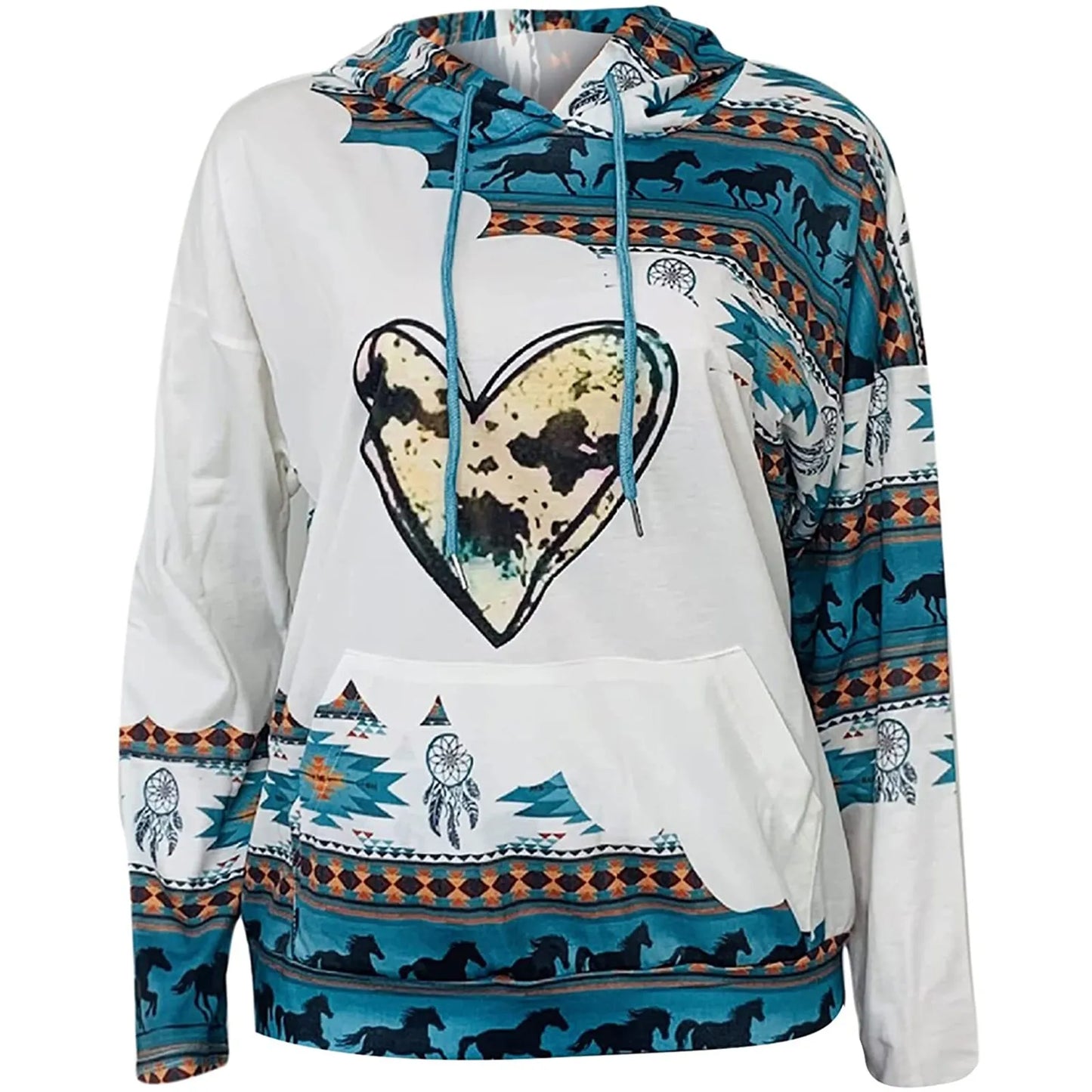 Casual Geometric Horse Print Long Sleeve Pullover