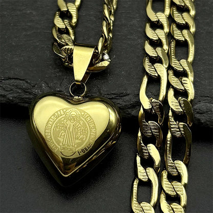 Colorful Crystal Saint Benedict Medal Necklace